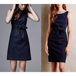 Anthropologie Holding Horses Clara Denim Tie Knot Sleeveless Dress 6 / Small